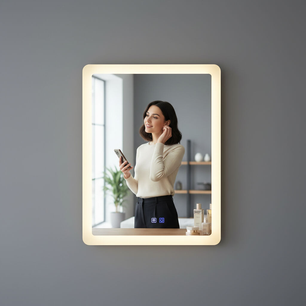 Miroir Mural Led 3 Couleurs – Horloge Intégrée Et Fonction Antibuée