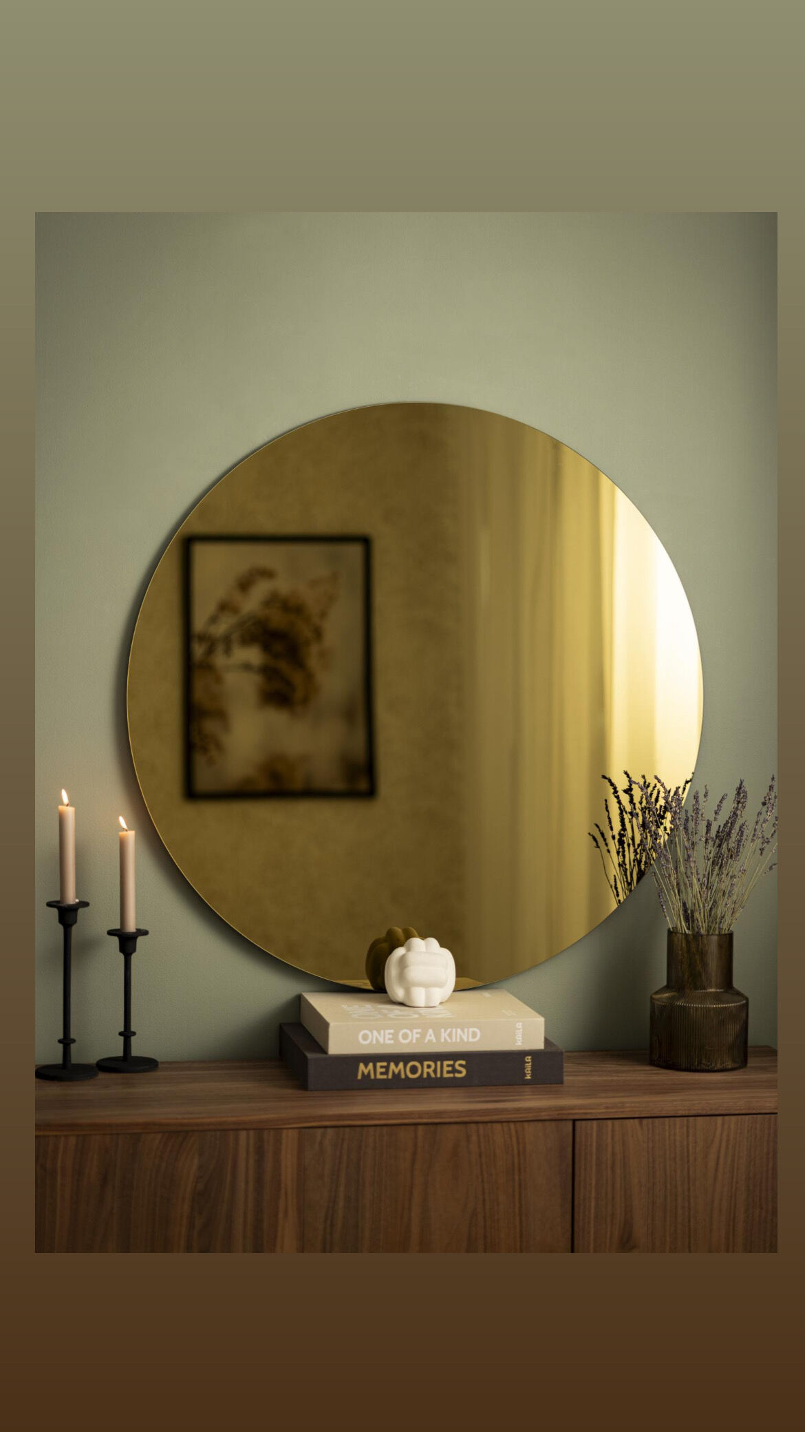 Mirror - Round - Golden Glass - 80x1x80cm