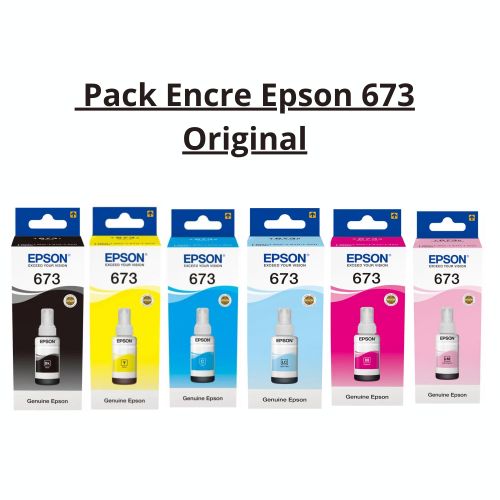 Pack Encre 673 Original – 6 Couleurs (bk, C, M, Y, Lc, Lm) Pour L805 L1800