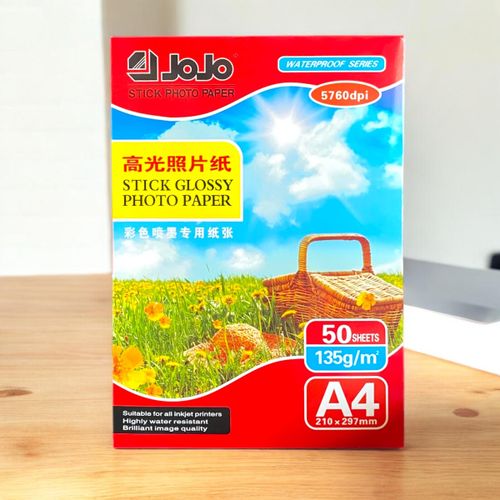 A4 135g – Papier Photo & Étiquette Adhésif Haute Brillance