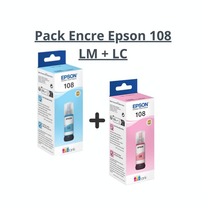 Pack Encre 108 Lm + Lc Original – Light Magenta & Light Cyan Pour L8050 L18050