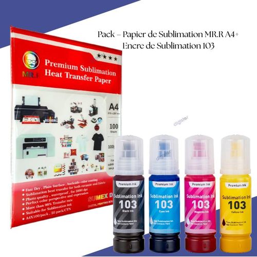 Papier De Sublimation Mr.r A4 100 Feuilles + Encre De Sublimation 103