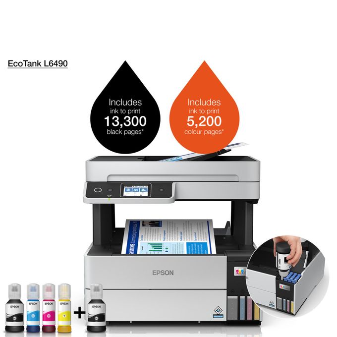 Epson Ecotank L6490 Imprimante Multifonction À Réservoirs Rechargeables (c11cj88404)