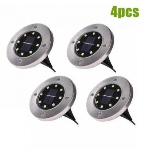 Lot De 4 Lampes Solaires De Jardin, 8 Led Étanches Ip65 Pour Pelouse & Allée