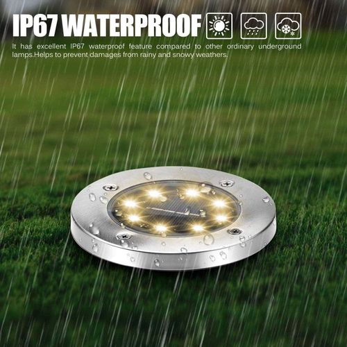 Lot De 4 Lampes Solaires De Jardin, 8 Led Étanches Ip65 Pour Pelouse & Allée thumbnail 3
