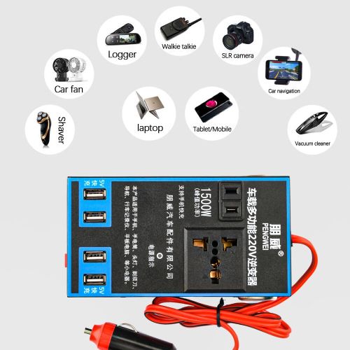 Onduleur De Voiture 1500w - 12v/24v Vers 220v Ac Avec Prises Et 4 Ports Usb thumbnail 4