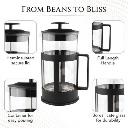 Cafetière À Piston Française, Presse À Café En Verre Borosilicate Résistant À La Chaleur Et Acier Inoxydable - 300ml thumbnail 4