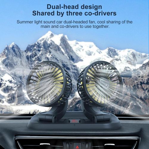 Ventilateur De Voiture Double Tête 360° – Usb 12v/24v, Silencieux Et Réglable thumbnail 3