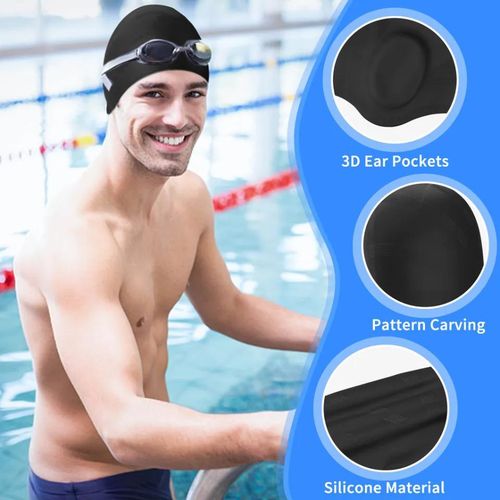 Bonnet De Natation Unisexe En Silicone Élastique, Imperméable Et Durable thumbnail 3