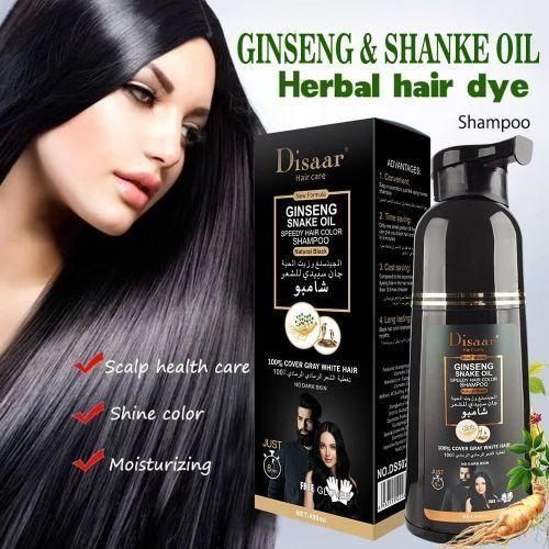 Shampoing Colorant Noir Pour Couvrir Les Cheveux Gris Et Blancs, Soin Naturel, 400ml