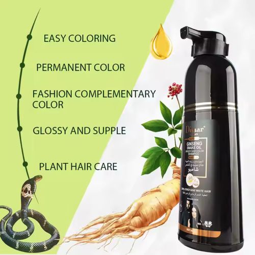 Shampoing Colorant Noir Pour Couvrir Les Cheveux Gris Et Blancs, Soin Naturel, 400ml thumbnail 4