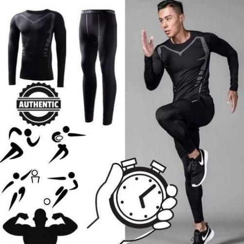 Survêtement De Sport Pour Hommes, Combinaison À Manches Longues Avec Pantalon Collant, Xxl