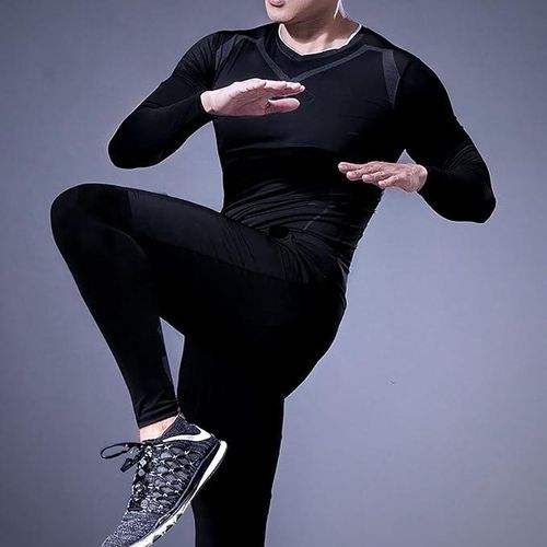 Survêtement De Sport Pour Hommes, Combinaison À Manches Longues Avec Pantalon Collant, Xxl thumbnail 3