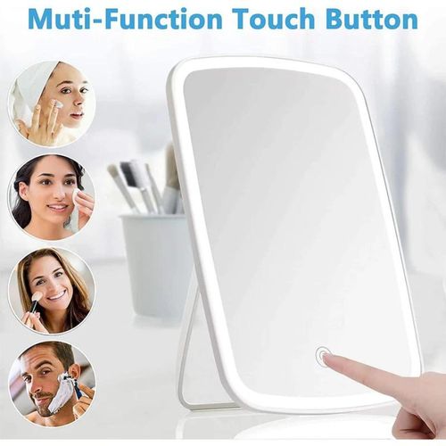 Miroir De Courtoisie Avec Lumière Ajustable, Usb Rechargeable, Écran Tactile