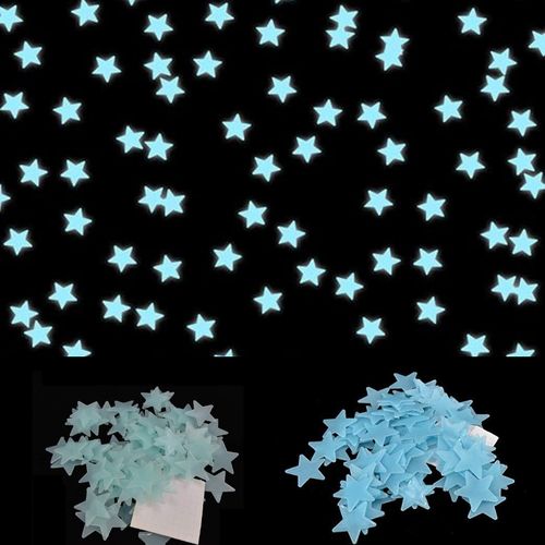 Lot De 100 Étoiles Fluorescentes, Autocollants Muraux Lumineux Pour Plafonds Et Chambres À Coucher thumbnail 4