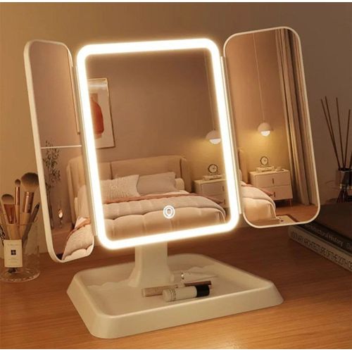 Miroir Pliable Avec Support Réglable 180°, Chargement Usb, Écran Tactile, 3 Mode thumbnail 3