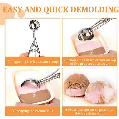 Cuillère À Glace En Acier Inoxydable, Accessoire De Cuisine Pour Boules De Glace, Ice Cream Scoop thumbnail 3