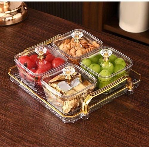 Set De 4 Bols Avec Couvercles Et Plateau, Présentation Élégante Pour Huiles, Miel Et Gourmandises
