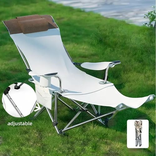 Chaise De Camping Avec Appui-tête, Repose-pieds, Chaise Pliable Pour Plein Air