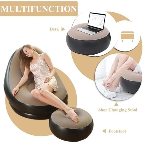Chaise Longue Gonflable De Luxe Avec Repose-pieds Pour Intérieur Et Extérieur thumbnail 1