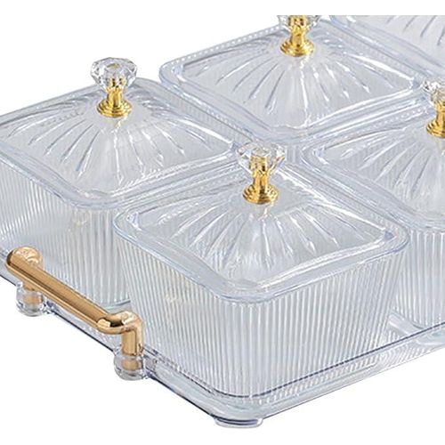 Set De 6 Boîtes Avec Couvercles Et Plateau De Service Pour Fruits Secs Et Bonbons