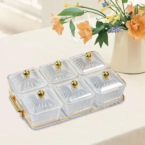 Set De 6 Boîtes Avec Couvercles Et Plateau De Service Pour Fruits Secs Et Bonbons thumbnail 3