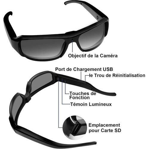 Lunettes Caméra Hd 1080p – Lunettes De Soleil Avec Caméra Cachée thumbnail 4