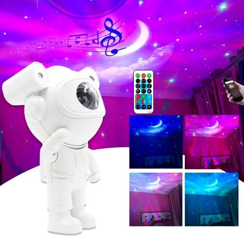 Projecteur Spatial Détoiles Dastronaute – Lampe De Chambre Avec Haut-parleur Bluethooth Et Télécommande