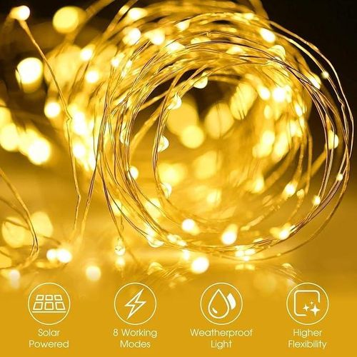 Guirlande Lumineuse Solaire Étanche - 10m, 80 Led Pour Jardin, Terrasse Et Fêtes thumbnail 3