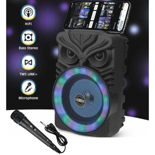 Haut-parleur Bluetooth Portable 4’’ Avec Micro – Son Stéréo Puissant, Basses Profondes, Lumières Led Rvb, Batterie Longue Durée