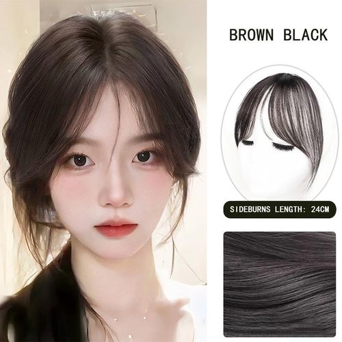 Frange À Clip Naturelle, Postiche Cheveux Synthétiques, Extension De Frange Noire Avec Effet Réaliste