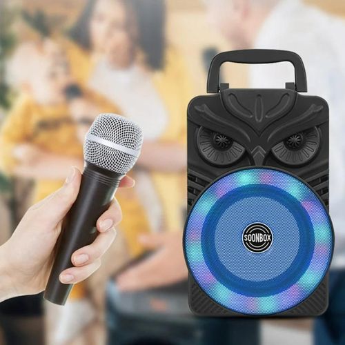 Haut-parleur Bluetooth Portable 4’’ Avec Micro – Son Stéréo Puissant, Basses Profondes, Lumières Led Rvb, Batterie Longue Durée