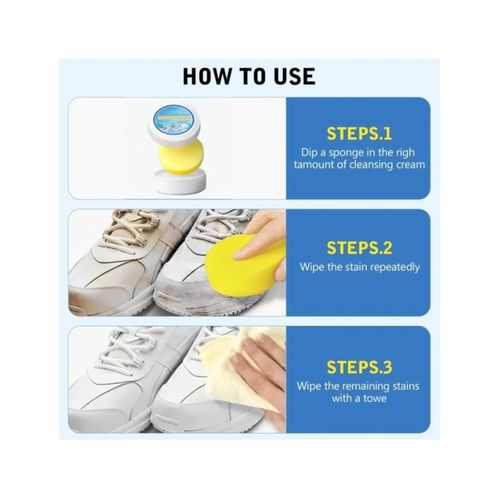 Crème Nettoyant Éclaircissant Pour Chaussures Blanches, Crème Polyvalente Avec Éponge thumbnail 4