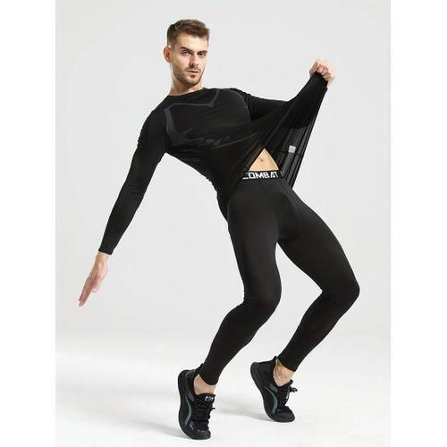 Survêtement De Sport Pour Hommes, Combinaison À Manches Longues Avec Pantalon Collant, Xl