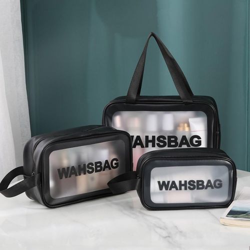 Set De 3 Trousses Transparentes Imperméables Pour Maquillage Et Voyage-noir