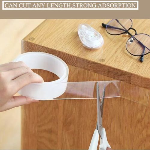 Ruban Adhésif Double Face Réutilisable – Nano Tape Transparent 1m, Ultra Résistant Et Lavable