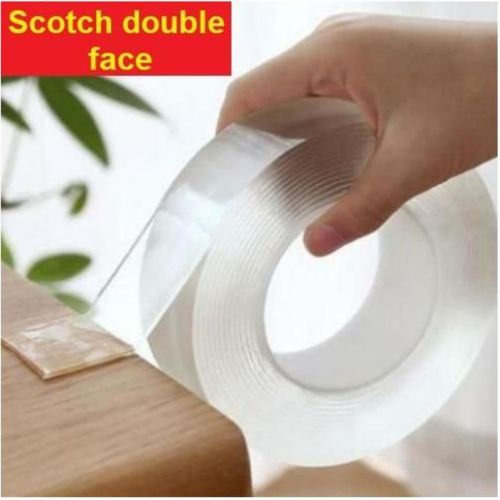 Ruban Adhésif Double Face Réutilisable – Nano Tape Transparent 1m, Ultra Résistant Et Lavable