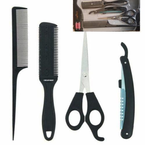 Kit De Coiffure 4 Pièces – Ciseaux, Rasoir, Peigne Pour Cheveux Et Barbe thumbnail 3