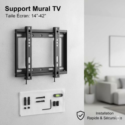 Support Mural Tv Compact Et Solide Pour Écrans 14 À 42