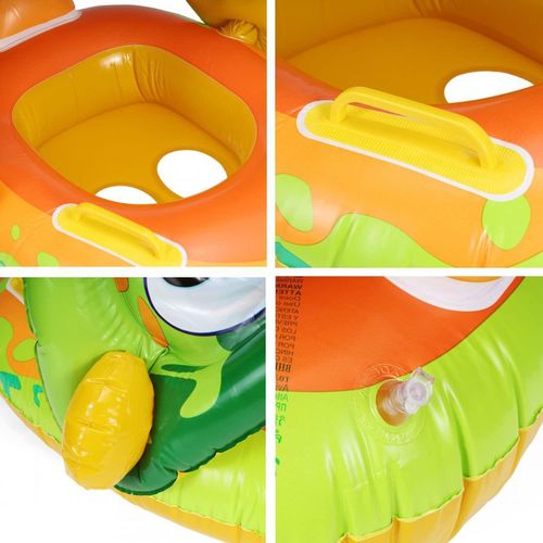 Bouée De Natation Pour Bébé Avec Pare-soleil, Flotteur Gonflable Sécurisé Anti-retournement Pour Piscine & Plage, Vert