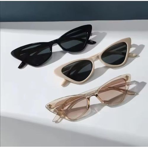 Pack De 3 Lunettes De Soleil Œil De Chat , Noir, Blanc Cassé Et Marron Transparent thumbnail 3