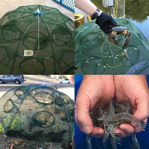 Filet De Pêche Automatique Pliable Pour Poissons, Crevettes, Ménès, Crabe, Maille