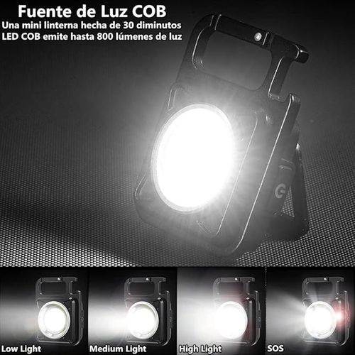 Mini Lampe De Poche Porte-clés, Led Rechargeable Portable Avec Crochet, 4 Modes thumbnail 4