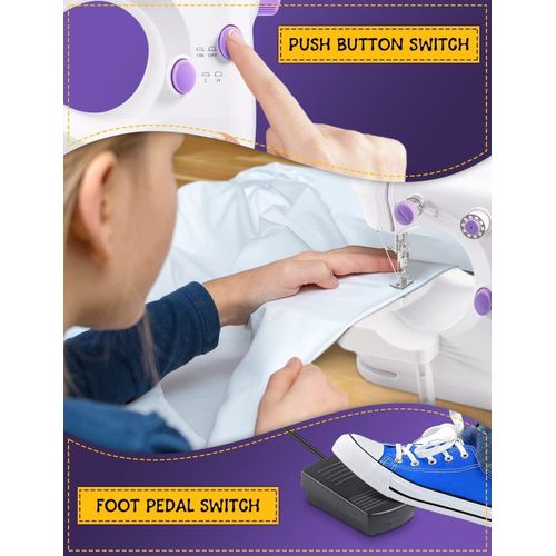 Machine À Coudre Électrique Miniature Avec Double Fil, 2 Vitesses, Pédale Et Table Amovible thumbnail 3