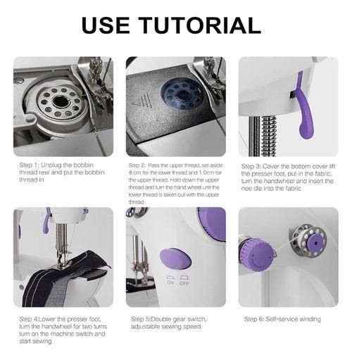 Machine À Coudre Électrique Miniature Avec Double Fil, 2 Vitesses, Pédale Et Table Amovible