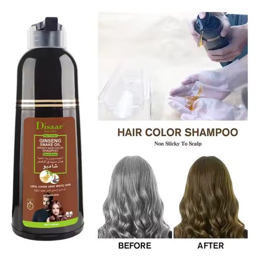 Shampoing Naturel Pour Cheveux Blancs, Coloration Brune Avec Soins Aux Plantes, 400ml