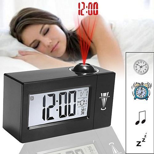 Horloge Numérique Alarme Réveil Lcd Projection Numérique Mur Rétro-éclairage Météo