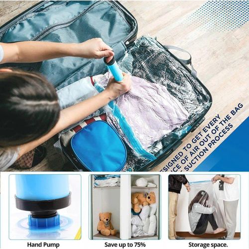 Lot De 5 Sacs De Rangement Sous Vide Avec Pompe À Main, Économiseur Despace Pour Vêtements, Couettes, Et Couvertures thumbnail 1