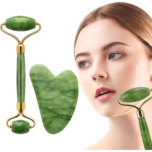 Rouleau De Jade Double Tête Et Gua Sha