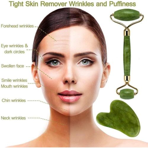 Rouleau De Jade Double Tête Et Gua Sha